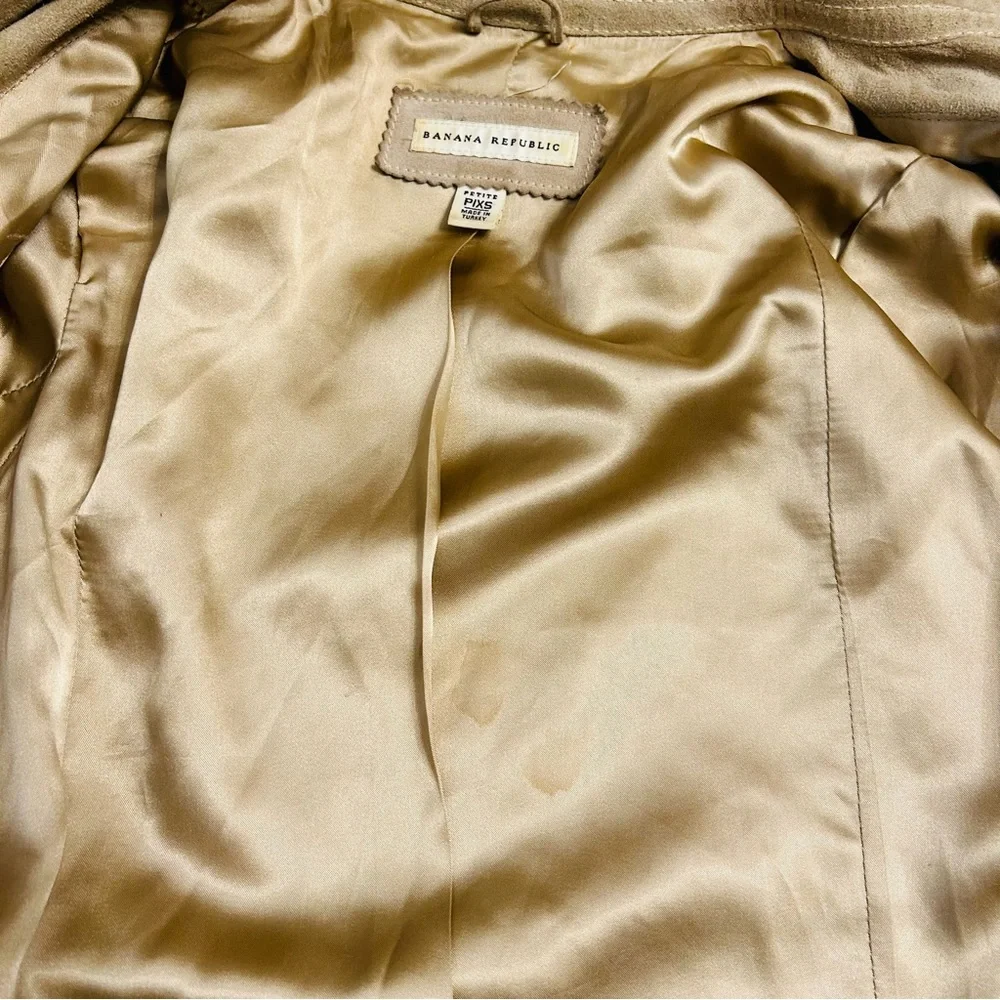 Banana Republic Cream Tan Suede Leather Moto Jacket | Size PXS | - Picture 13 of 16